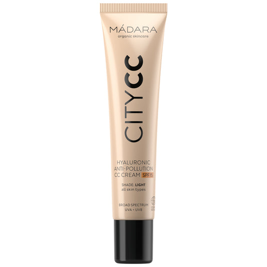 Mádara City CC light cream tube on a white background