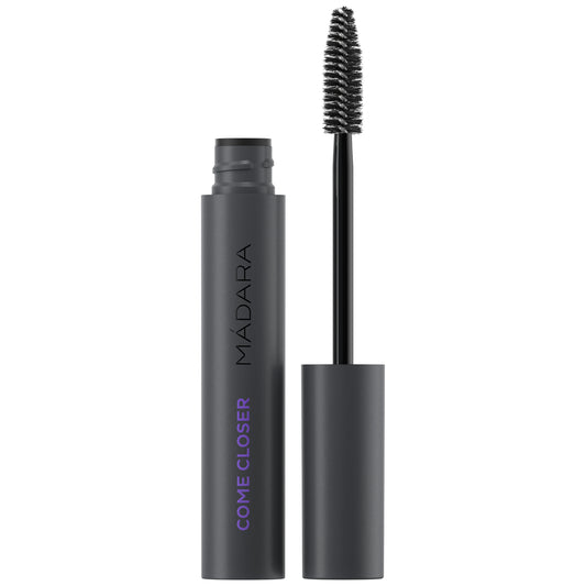 MADARA infinite mascara come closer with grey tube and brush on a white background