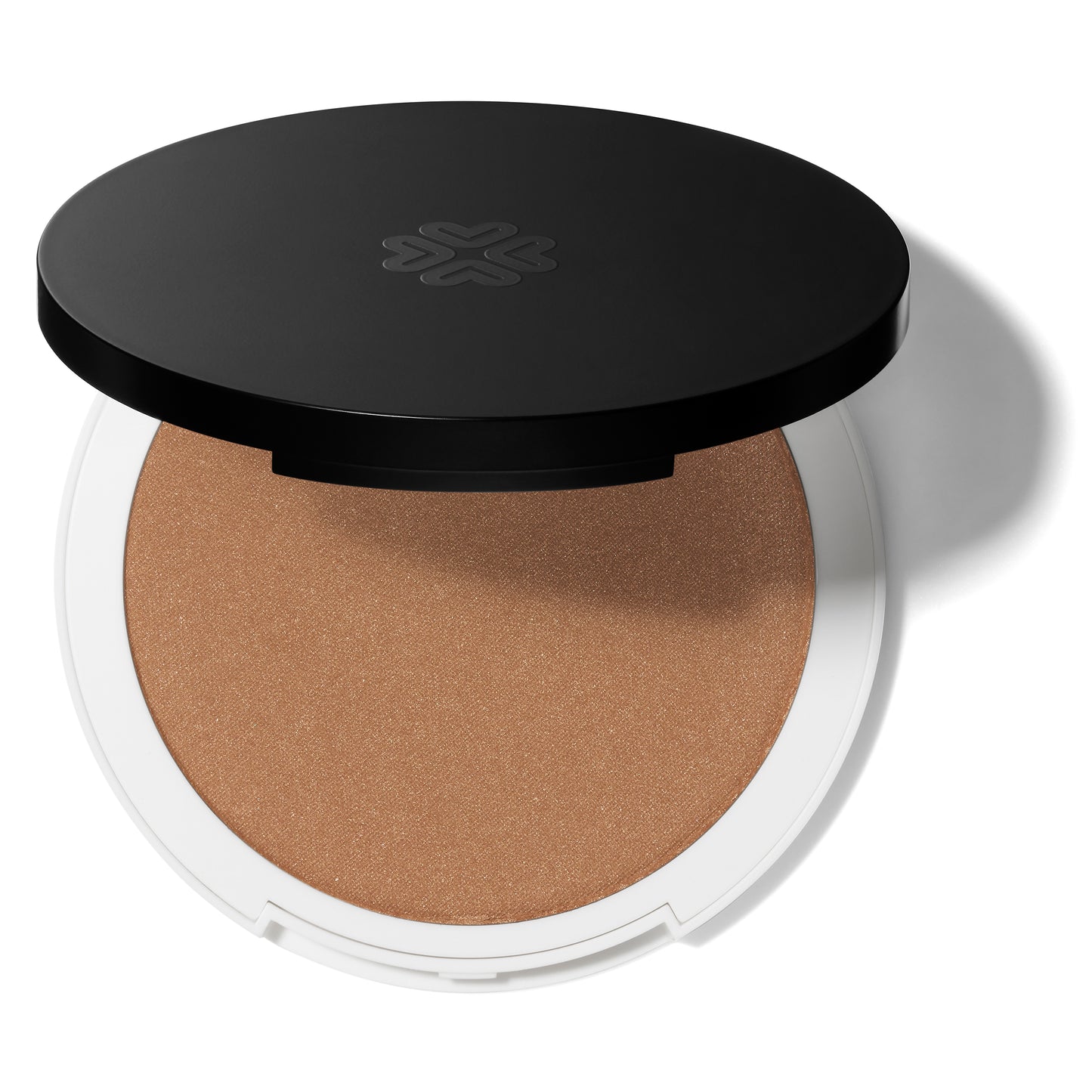Pressed bronzer miami beach in a black and white case on a white background
