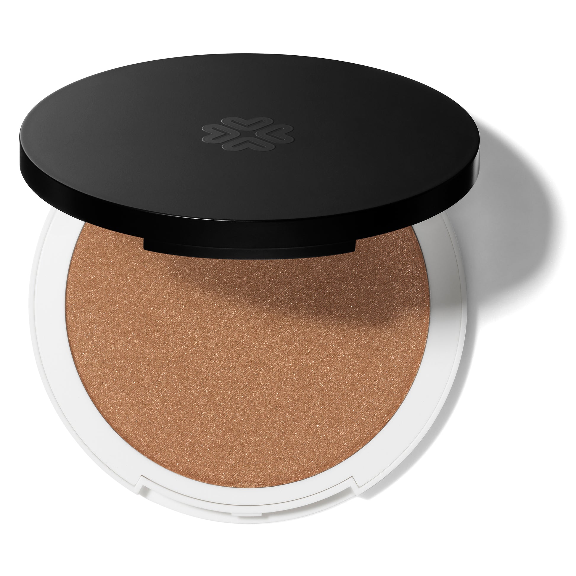 Pressed bronzer miami beach in a black and white case on a white background