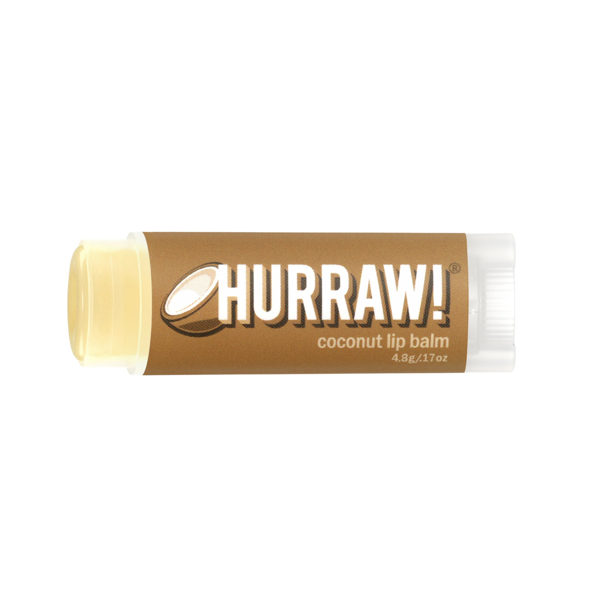 Hurraw! coconut lip balm on a white background