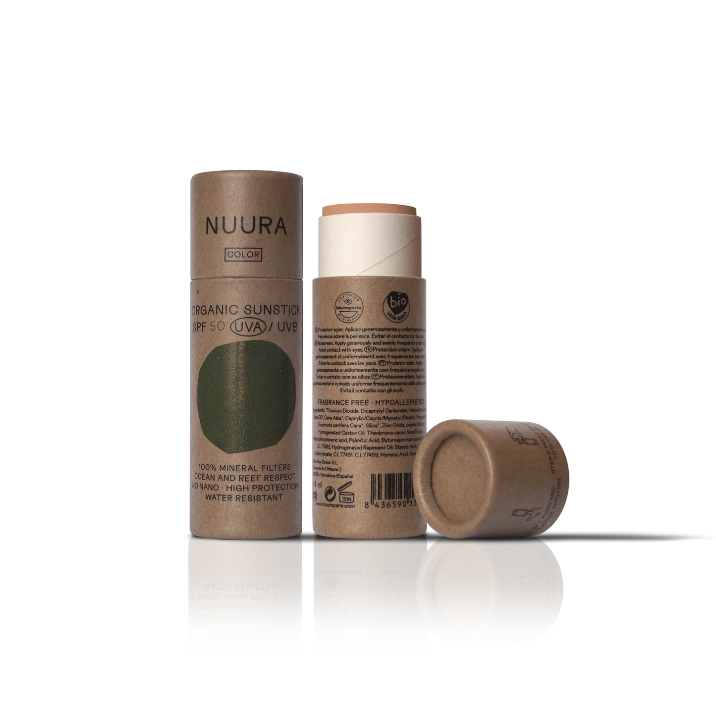 The NUURA organic sunstick container on a white background