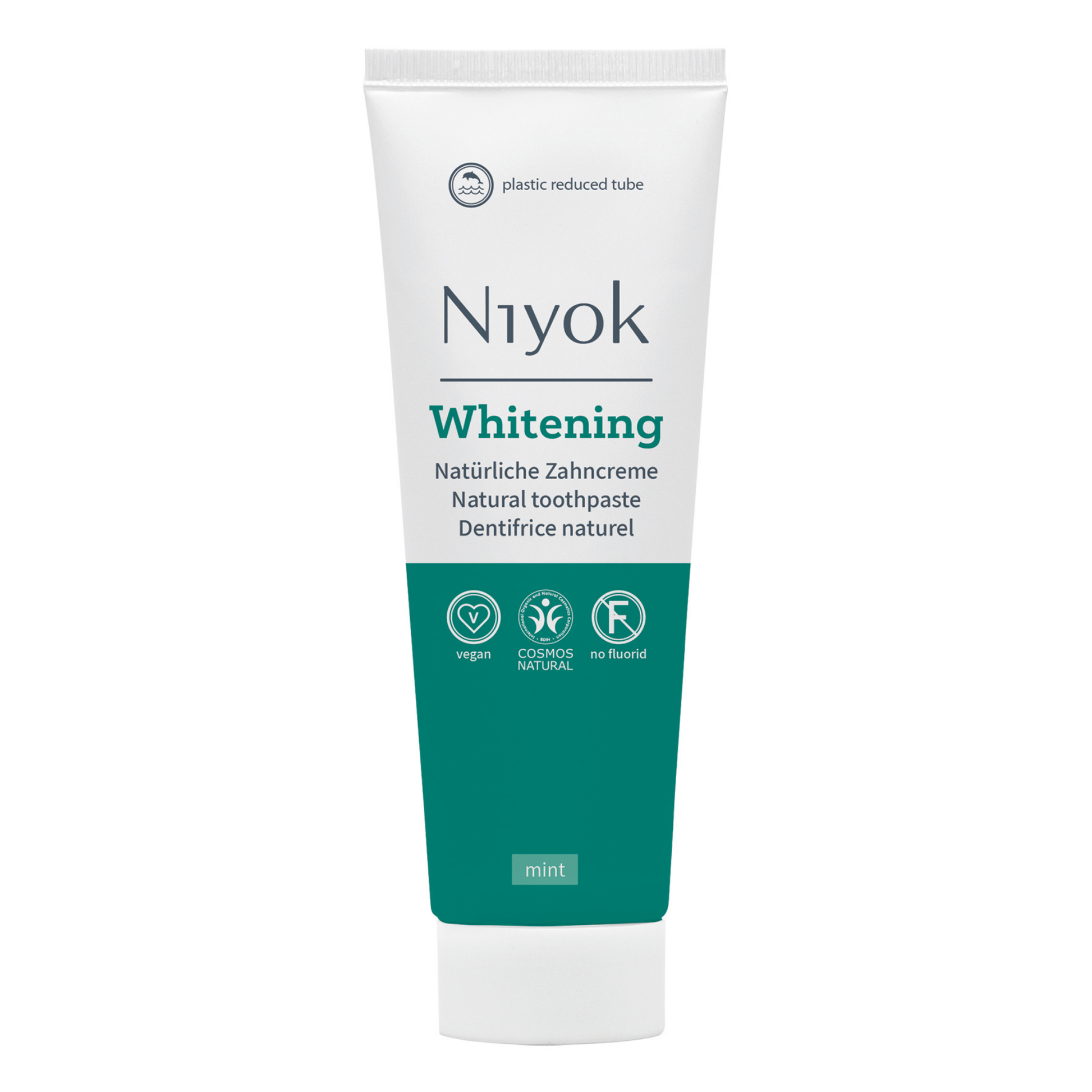Niyok Whitening natural toothpaste tube on a white background