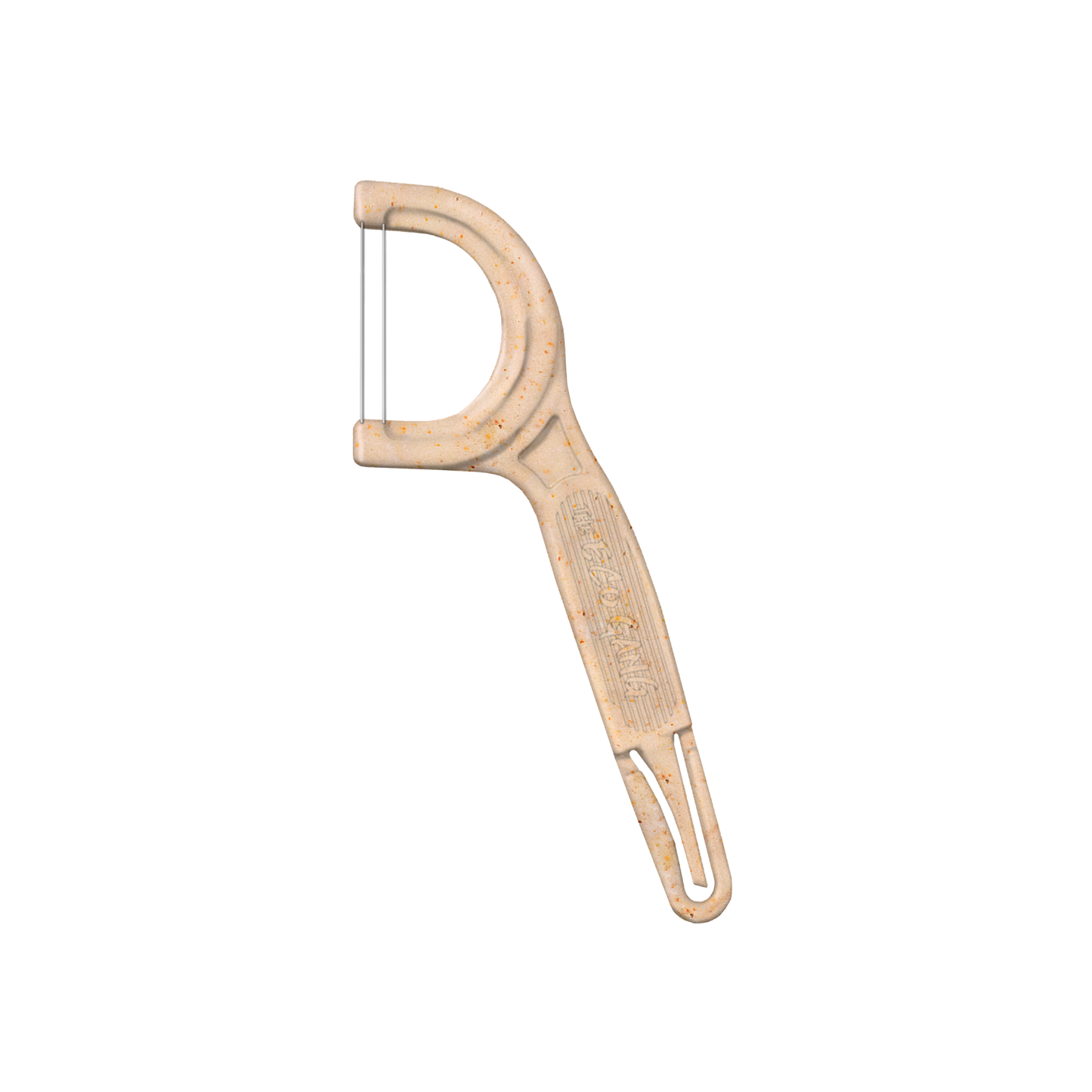 The Eco Gang dental floss pick on a white background