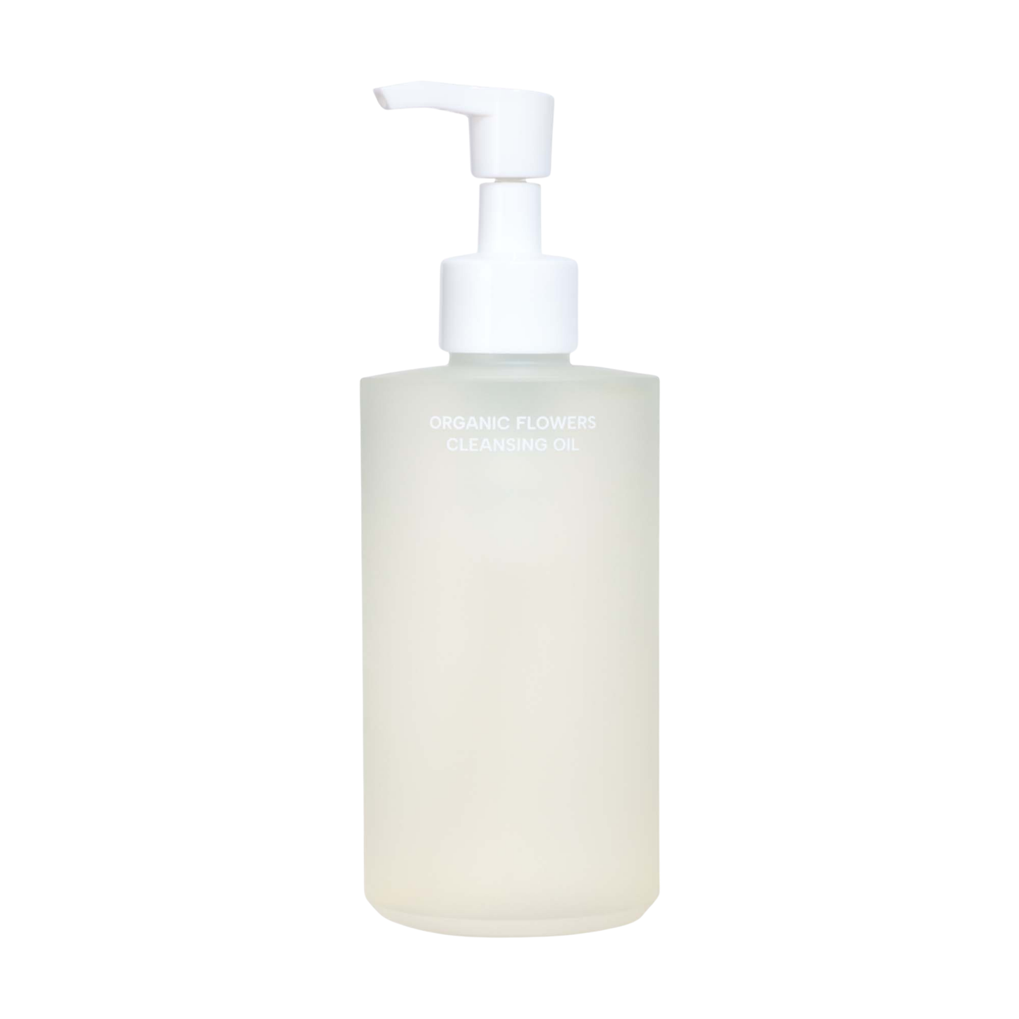 Whamisa organic flowers cleansing oil pump bottle on a white background
