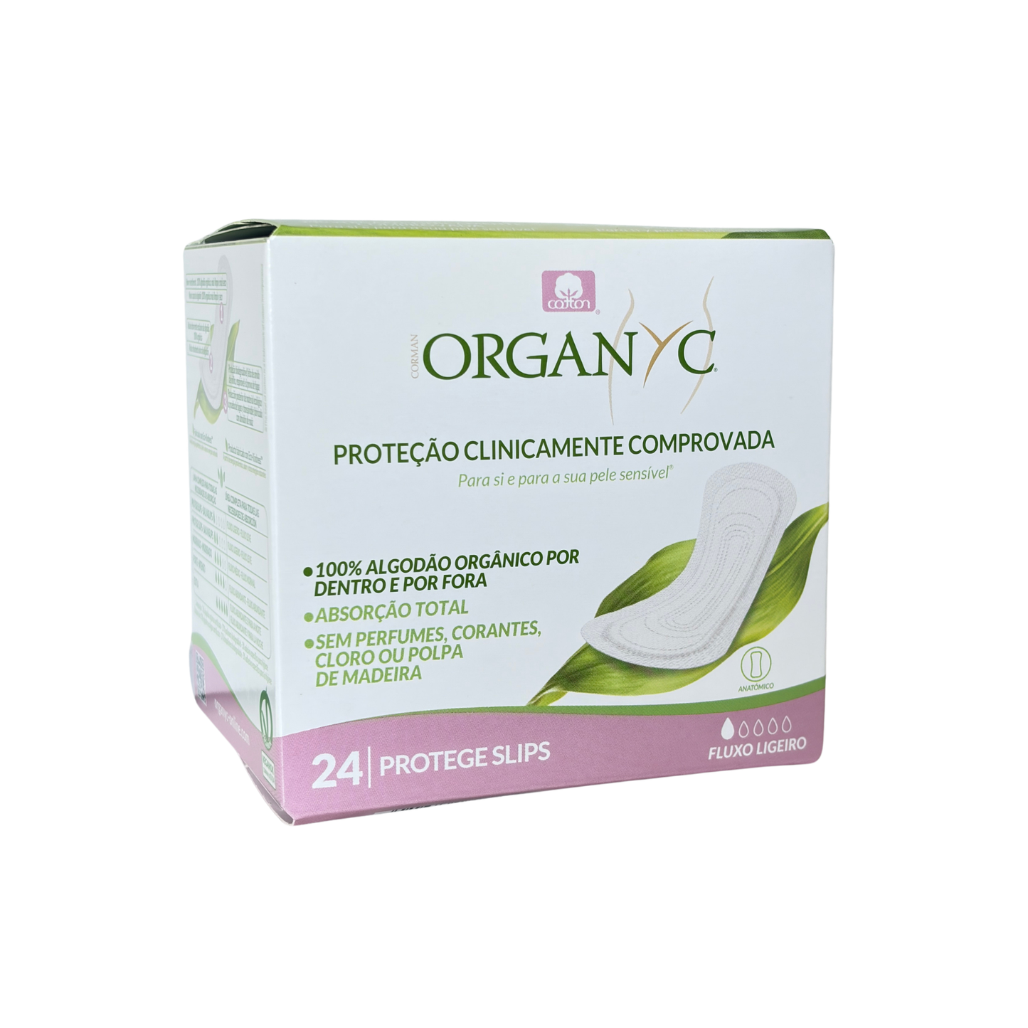 Organic folded panty liners on a white background