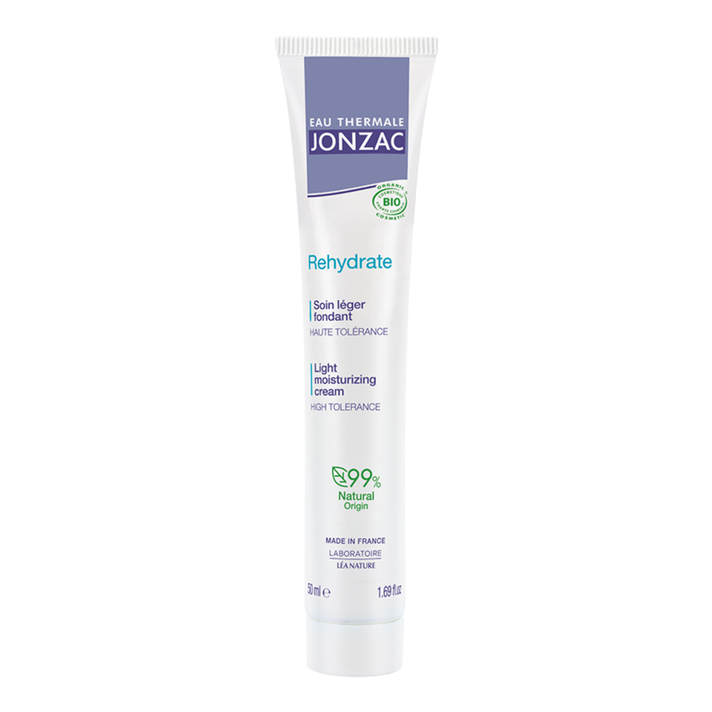 Eau Thermale Jonzac light moisturizing cream tube on a white background