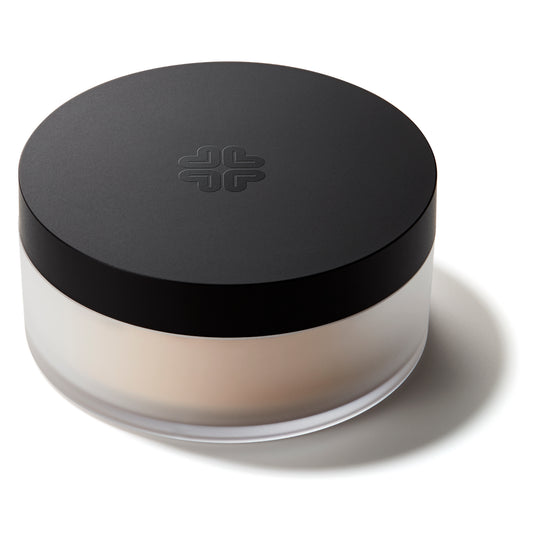Lily Lolo mineral foundation SPF15 jar with black lid on a white background